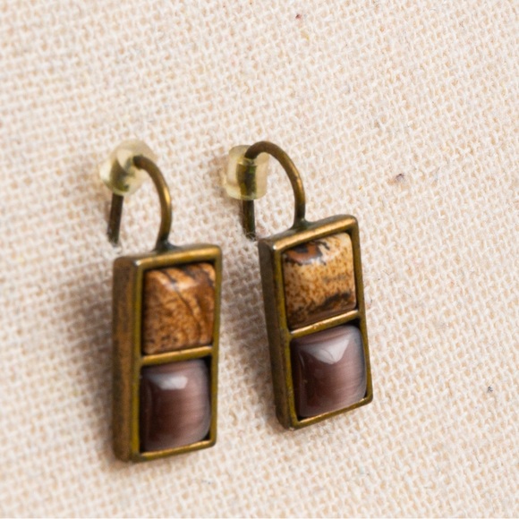 Vintage jewelry set with mid century modern vibe Roman signed neutral shades - Picture 2 of 16